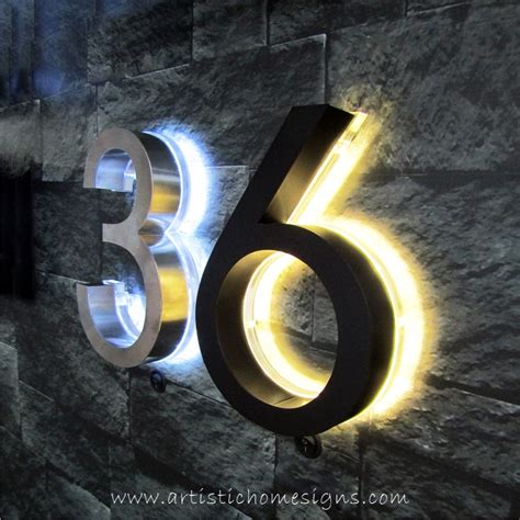 backlit metal house numbers|stainless steel house number signs.